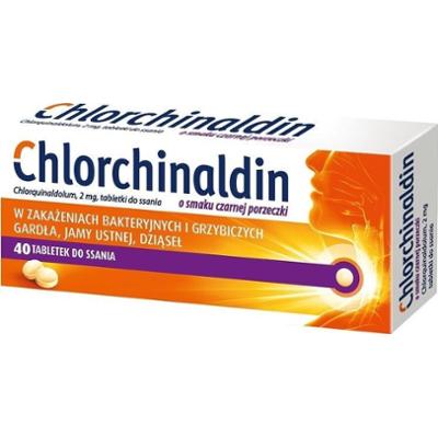 CHLORCHINALDIN smak czarnej porzeczki x 40 tabletek do ssania
