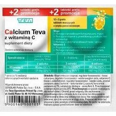 Calcium TEVA z witaminą C 12+2 tabletki musujące gratis!
