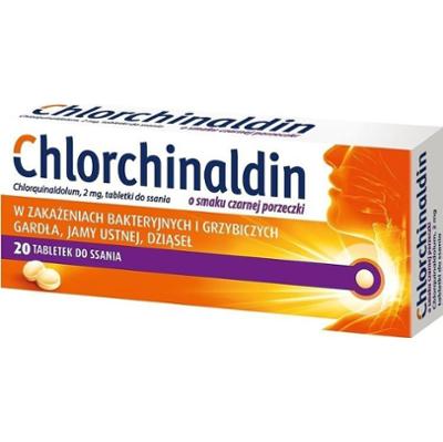 CHLORCHINALDIN porzeczkowy x 20 tabletek do ssania
