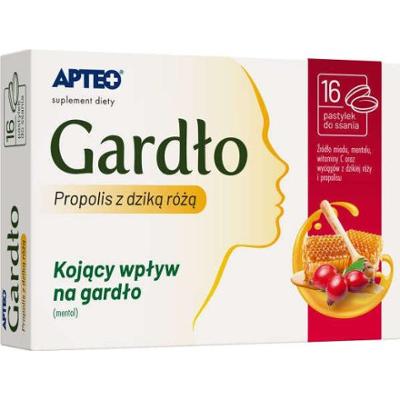 APTEO Gardło propolis z dziką różą x 16 pastylek do ssania