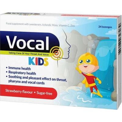 VOCAL KIDS truskawka x 24 pastylki do ssania