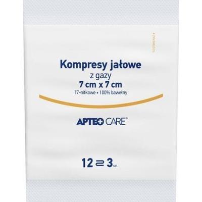 KOMPRESY Z GAZY JAŁOWE APTEO 7 x 7cm 12 warstw x 3 sztuki