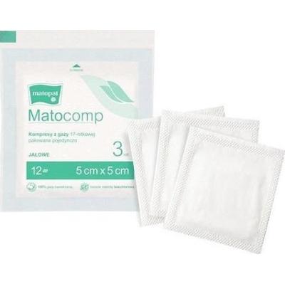 Matocomp kompresy gazowe jałowe 5x5 12-warstwowe x 3 sztuki