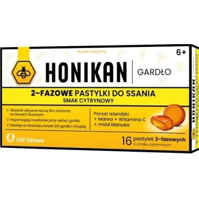 Honikan Gardło 2-fazowe pastylki do ssania smak cytrynowy x 16 sztuk