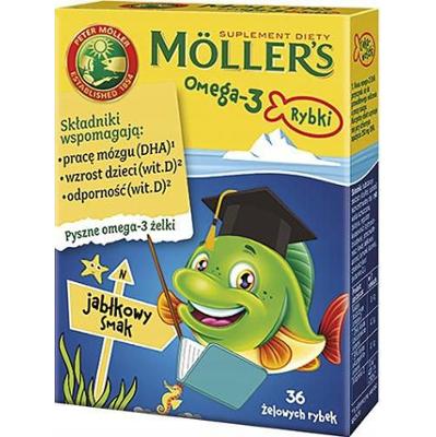 Moller's Omega-3 Rybki żelki jabłkowe x 36 sztuk