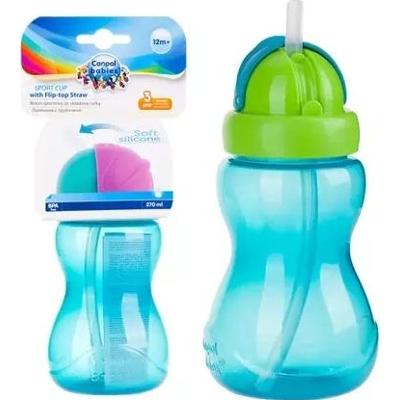 CANPOL Bidon sportowy ze składaną rurką niebieski 270ml 56/109_blu