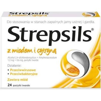 STREPSILS z miodem i cytryną x 24past.