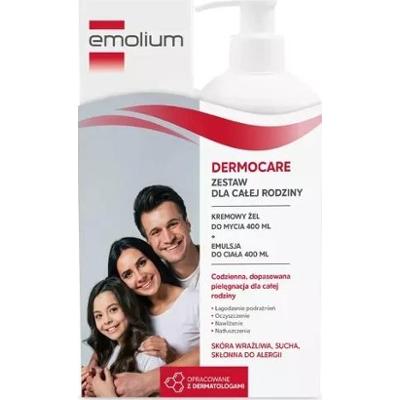 Emolium Dermocare Kremowy żel do mycia 400ml + Emulsja do ciała 400ml