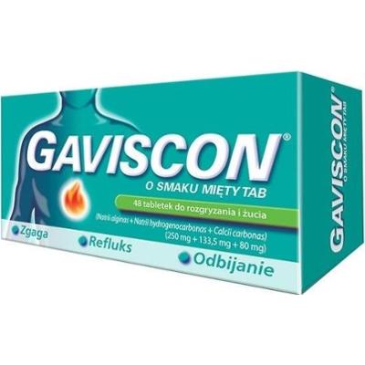Gaviscon o smaku mięty TAB x 48 tabletek do rozgryzania i żucia