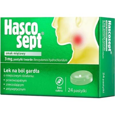 Hascosept smak miętowy x 24 pastylki twarde do ssania
