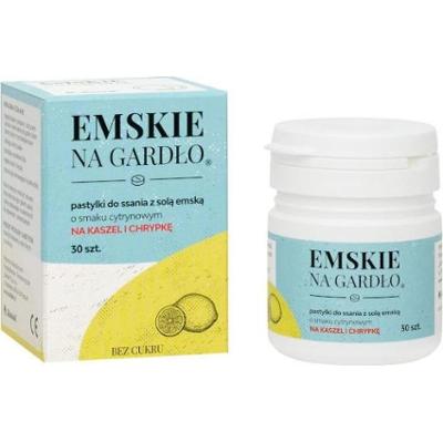 Tabletki emskie na gardło x 30 pastylek do ssania smak cytrynowy