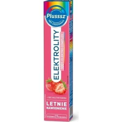 Plusssz Elektrolity + 100% Multiwitamina poziomka & truskawka x 24 tabletki musujące