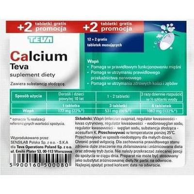 Calcium Teva 12+2 tabletki musujące gratis