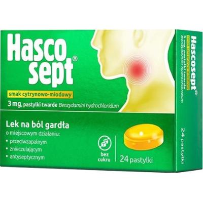 Hascosept smak cytrynowo-miodowy x 24 pastylki twarde do ssania
