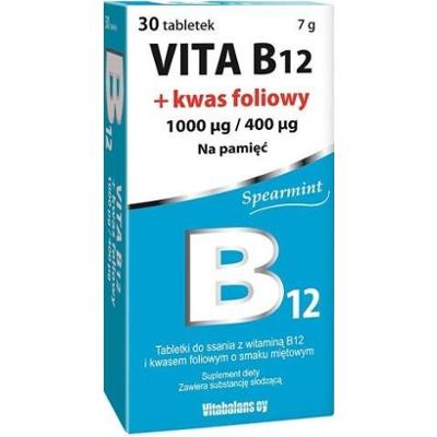 Vita B12 1000mcg + Kwas foliowy 400mcg x 30 tabletek do ssania