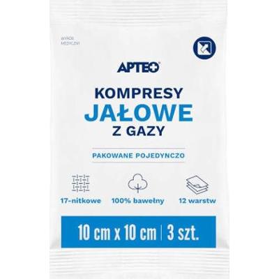 APTEO Kompresy gazowe jałowe 10x10cm x 3 sztuki