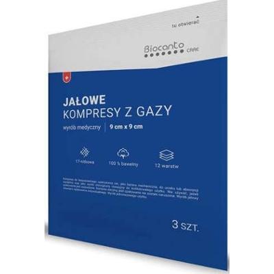 BIOCANTO Kompres jałowy 9cm x 9cm x 3 sztuki