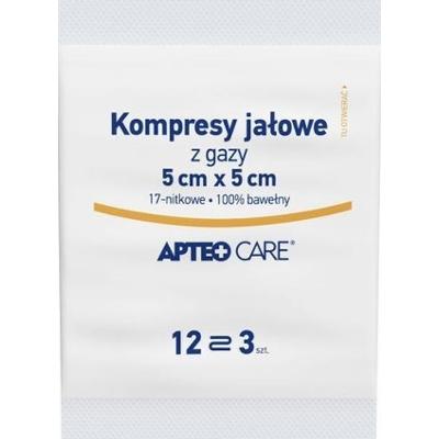 KOMPRESY Z GAZY JAŁOWE APTEO 5 x 5cm x 3 sztuki