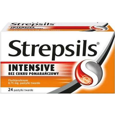 Strepsils Intensive bez cukru pomarańczowy x 24 pastylki do ssania