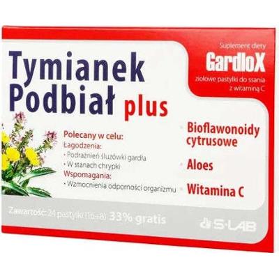 Gardlox Tymianek i Podbiał plus x 24 pastylki do ssania