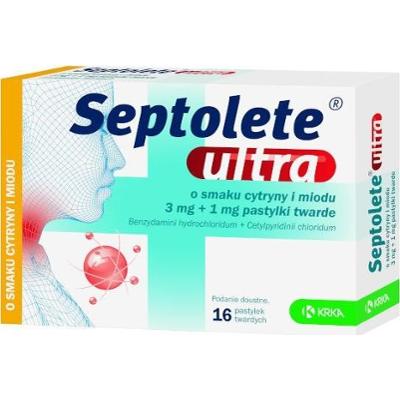 Septolete Ultra o smaku cytryny i miodu x 16 pastylek do ssania