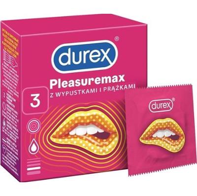 Durex Pleasuremax prezerwatywy prążkowane ze środkiem nawilżającym x 3 sztuki