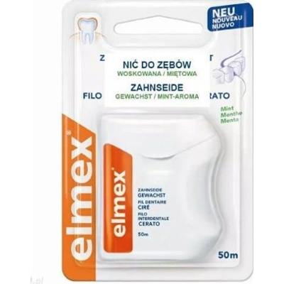 ELMEX Nić dentystyczna woskowana do usuwania płytki nazębnej z przestrzeni międzyzębowych miętowa 50m