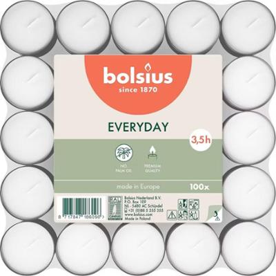 Bolsius Everyday Lites świeczki białe bezzapachowe 3,5h w stosie 100 sztuk