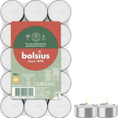 Bolsius podgrzewacze bezzapachowe białe 4 godzinne w stosie 30 sztuk