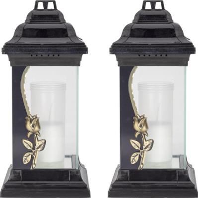 Bispol znicz szklany Latarnia 4077 z wkładem tacka 2 sztuki