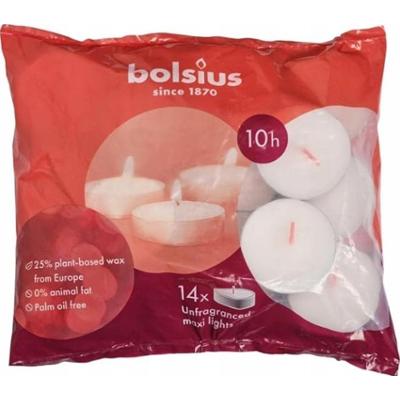 Bolsius podgrzewacze bezzapachowe białe Maxi Light 10 godzinne worek foliowy 14 sztuk