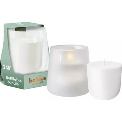 Bolsius CleanLight WANILIA i FASOLA TONKA biały świecznik z wymienną wkładką zapachową
