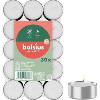 Bolsius podgrzewacze bezzapachowe białe 6 godzinne w stosie 30 sztuk