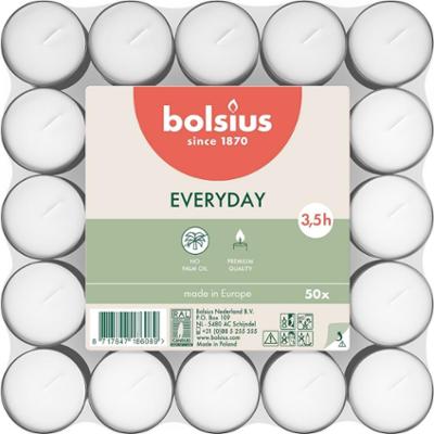 Bolsius Everyday Lites świeczki białe bezzapachowe 3,5h w stosie 50 sztuk