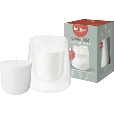 Bolsius Cleanlight Biały świecznik z bezzapachową wkładką