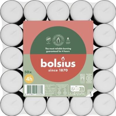 Bolsius podgrzewacze bezzapachowe białe 4 godzinne w stosie 50 sztuk