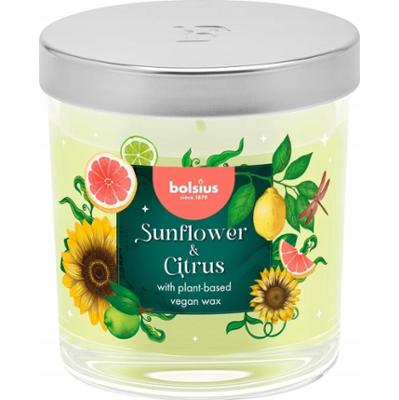 Bolsius Floral Fusion Słonecznik i Cytrusy świeca zapachowa 80/72 w szkle z wieczkiem