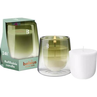 Bolsius CleanLight GARDENIA i FIGA zielony świecznik z wymienną wkładką zapachową