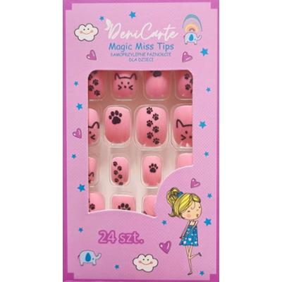 Deni Carte Tipsy Kids - tipsy przyklejane dla dzieci, różne wzory Kocie Łapki | Różowo-Czarne