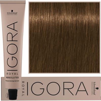 Schwarzkopf Professional Igora Royal Absolutes - trwała farba do włosów z kolagenem, 60ml 7-140 | Średni Blond Cendre Naturalny Beżowy