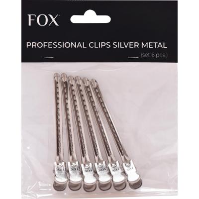Metalowe klipsy fryzjerskie do włosów Fox, 6szt