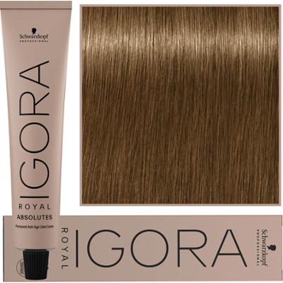 Schwarzkopf Professional Igora Royal Absolutes - trwała farba do włosów z kolagenem, 60ml 8-140 | Jasny Blond Cendre Beżowy Naturalny
