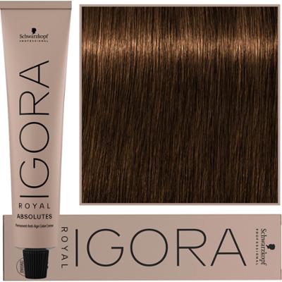 Schwarzkopf Professional Igora Royal Absolutes - trwała farba do włosów z kolagenem, 60ml 6-50 | Ciemny Blond Złoty Naturalny