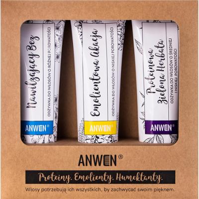 Anwen zestaw odżywek - do włosów o niskiej porowatości, 3x100ml