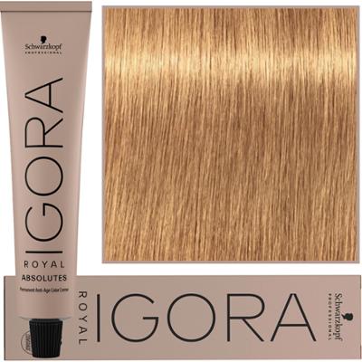 Schwarzkopf Professional Igora Royal Absolutes - trwała farba do włosów z kolagenem, 60ml 9-50 | Ekstra Jasny Blond Złoty Naturalny