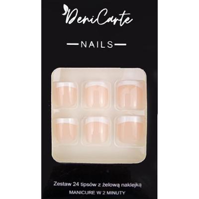 DeniCarte White French - samoprzylepne tipsy do stóp, Biały French, 24 szt.