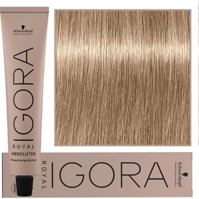 Schwarzkopf Professional Igora Royal Absolutes - trwała farba do włosów z kolagenem, 60ml 9-140 | Ekstra Jasny Blond Cendre Beżowy Naturalny