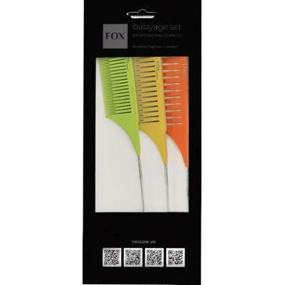 Fox Balayage Set Color - komplet grzebieni do balejażu, 3szt