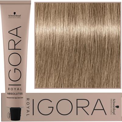 Schwarzkopf Professional Igora Royal Absolutes - trwała farba do włosów z kolagenem, 60ml 8-01 | Jasny Blond Cendre Naturalny
