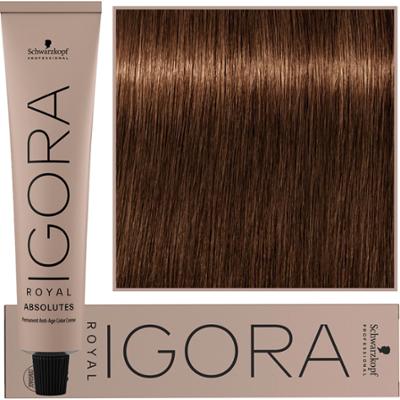 Schwarzkopf Professional Igora Royal Absolutes - trwała farba do włosów z kolagenem, 60ml 6-460 | Ciemny Blond Beżowo Czekoladowo Naturalny